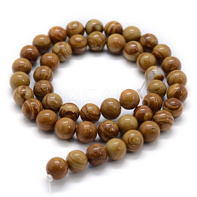 Natural Wood Lace Stone Wooden Jasper Beads Strands G-G763-05-4mm-1
