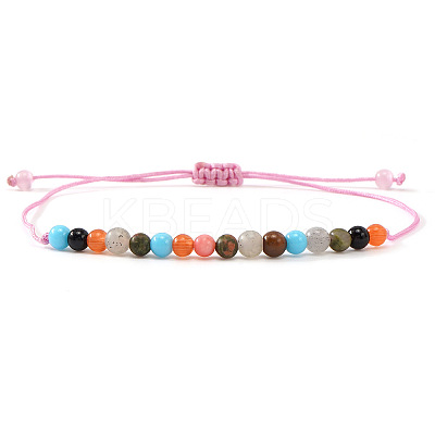 Natural & Synthetic Mixed Stones Round Bead Braided Bracelets NZ3307-1-1