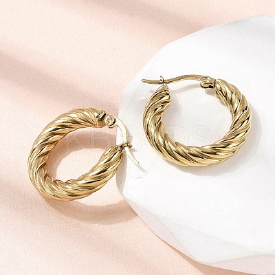 304 Stainless Steel Twist Ring Hoop Earrings EJEW-Z146-01G-04-1