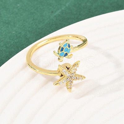 Rotatable Brass Micro Pave Cubic Zirconia Open Rings for Women RJEW-K305-02G-1