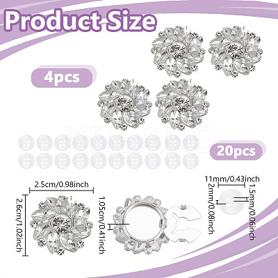 24Pcs 2 Style Alloy Rhinestone Cufflinks DIY-NB0013-81-1