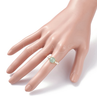 4Pcs 4 Style Natural Genmstone Wire Wrapped Finger Ring RJEW-TA00022-1