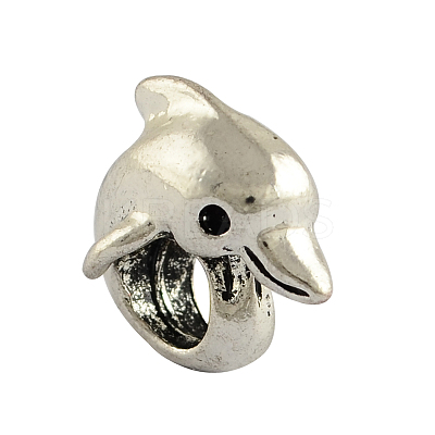 Tibetan Style Alloy Dolphin European Beads X-TIBEB-7982-AS-RS-1
