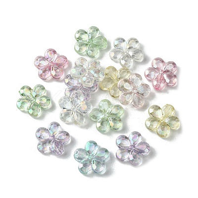 UV Plating Iridescent Transparent Acrylic Beads OACR-O006-07B-1