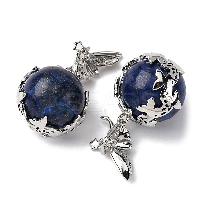 Dyed Natural Lapis Lazuli Round Pendants G-G207-01P-05-1