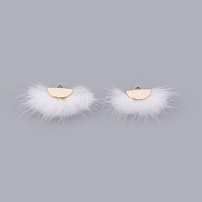 Faux Mink Fur Semi Circle Pendants WOVE-F021-02G-09-1-1