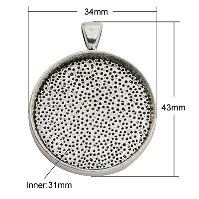 Alloy Pendant Cabochon Settings X-PALLOY-A13349-AS-NR-1