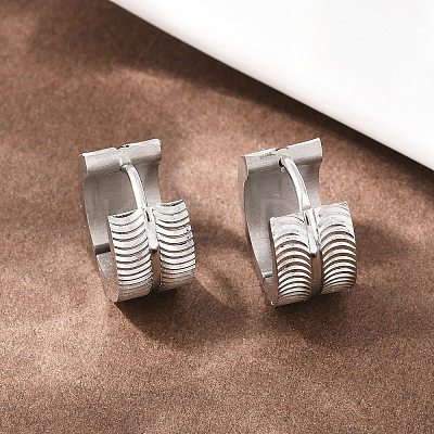 304 Stainless Steel Textured Hoop Earrings for Women EJEW-L307-10P-1