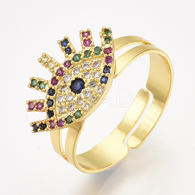 Adjustable Brass Micro Pave Cubic Zirconia Finger Rings RJEW-S044-026-1