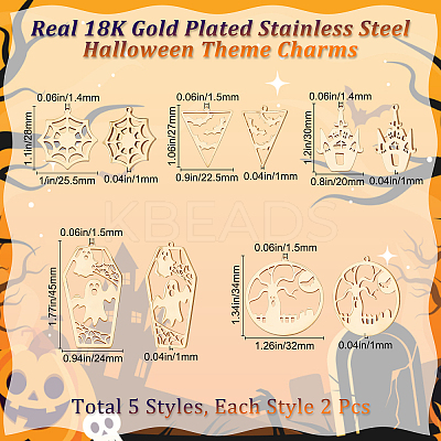 10Pcs 5 Style 201 Stainless Steel Pendants STAS-BBC0002-04-1