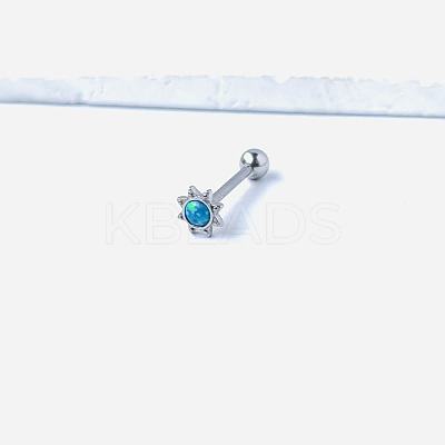 Sun 316L Surgical Stainless Steel with Synthetic Opal Tongue Rings FS-WGFD6E3-13-1