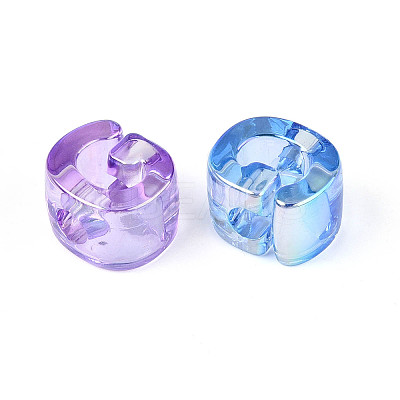 UV Plating Transparent Acrylic European Beads OACR-M027-02G-1