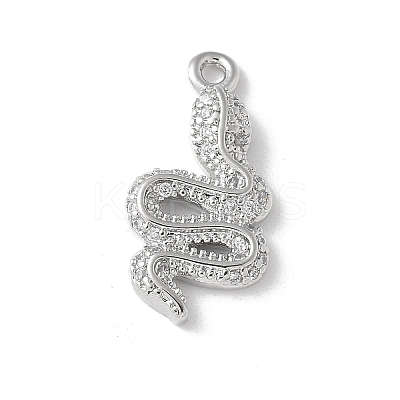 Brass Micro Pave Clear Cubic Zirconia Pendants KK-S505-04P-01-1