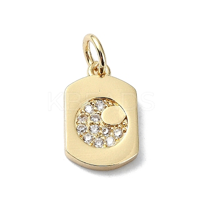 Moon Theme Brass Micro Pave Clear Cubic Zirconia Charms KK-H475-57G-10-1