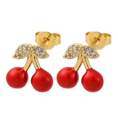 Brass Micro Pave Cubic Zirconia Stud Earrings EJEW-D322-05G-02-1