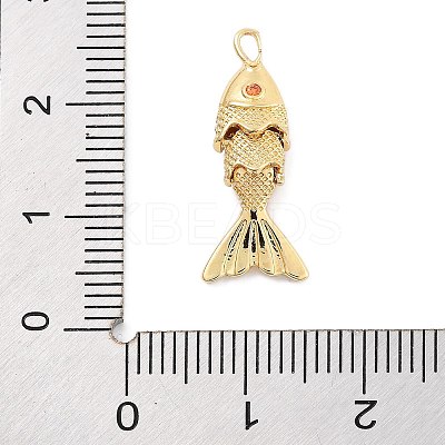 Fish Rack Plating Brass Micro Pave Cubic Zirconia Pendants KK-Z071-72A-01G-1