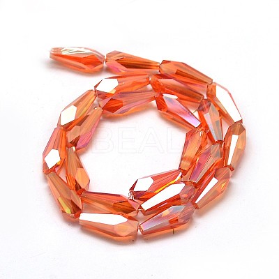 Full Rainbow Plated Faceted Teardrop Glass Bead Strands EGLA-J096-FR06-1