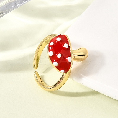 Brass Enemel Adjustable Open Cuff Rings for Women RJEW-I111-10G-03-1
