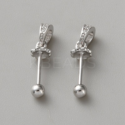 Rhomdium Plated Sterling Silver Pendant Bails STER-WH0008-70P-1