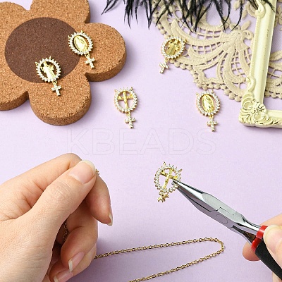 6Pcs 3 Styles Brass Micro Pave Cubic Zirconia Pendants KK-CJ0002-98-1