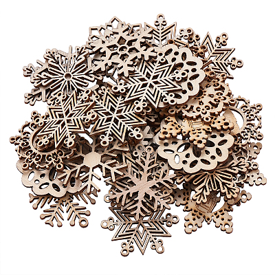 50Pcs Laser Cut Unfinished Wood Pendants WOOD-CJ0001-37-1