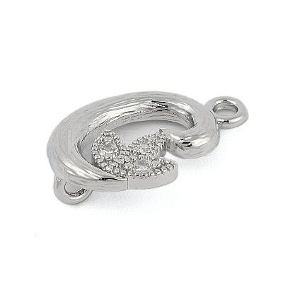 Brass Crystal Rhinestone Letter Links Connector Charms KK-S395-06P-C-1