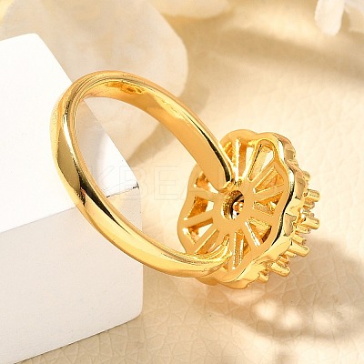 Flower Rotatable Finger Ring for Women RJEW-U035-01G-05-1