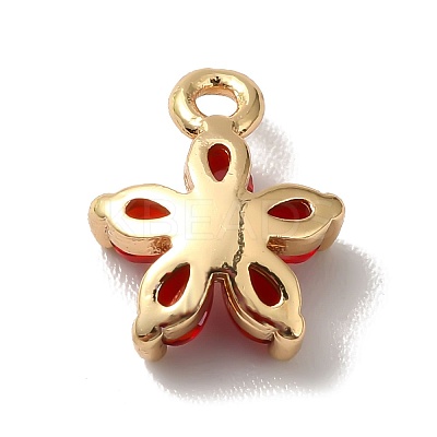 Brass Cubic Zirconia Flower Charms LS-KK-O141-01G-07-1