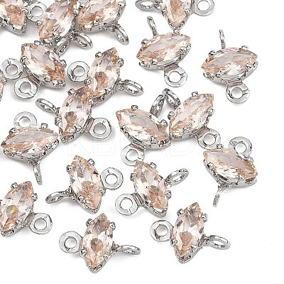 SHEGRACE Brass Pave Cubic Zirconia Horse Eye Connector Charms XGRQ2O948-436B-P-1