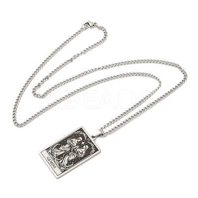 Non-Tarnish 304 Stainless Steel Tarot Pendant Necklaces NJEW-A026-01P-03-1