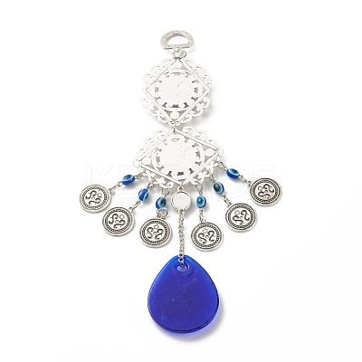 Teardrop Glass Turkish Blue Evil Eye Pendant Decoration HJEW-I008-03AS-1
