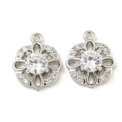 Brass Micro Pave Clear Cubic Zirconia Charms KK-Z057-04P-1