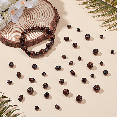 600Pcs 6 Styles Dyed Natural Wood Beads WOOD-WR0001-19-1