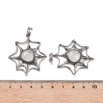Natural Quartz Crystal Rock Crystal Spider Web Pendants G-Q163-09AS-05-1