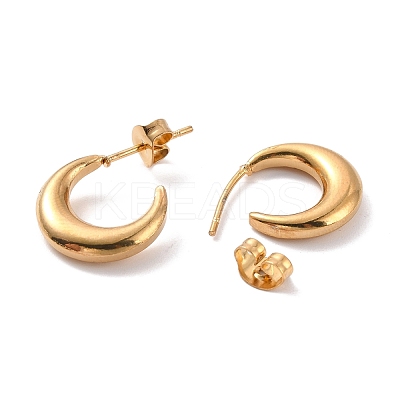 PVD Vacuum Plating 304 Stainless Steel Crescent Moon Stud Earrings for Women EJEW-F280-05B-G-1