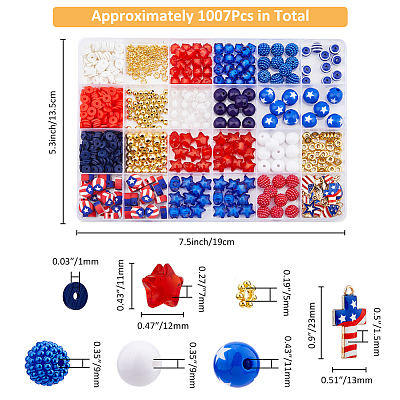 Independence Day Acrylic Beaded Stretch Bracelet with Alloy Enamel Charms DIY Making Finding Kit DIY-FH0006-72-1