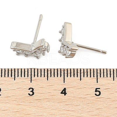 Brass Micro Pave Clear Cubic Zirconia Stud Earrings EJEW-R016-26P-06-1