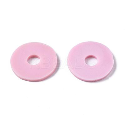 Flat Round Handmade Polymer Clay Beads CLAY-R067-12mm-26-1