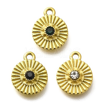 304 Stainless Steel Rhinestone Charms STAS-M109-13G-1