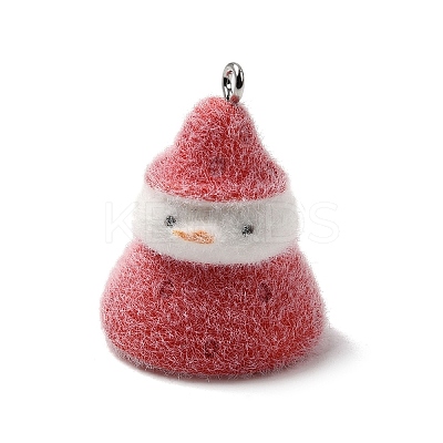 Christmas Flocky Opaque Resin Pendants RESI-F062-04B-1