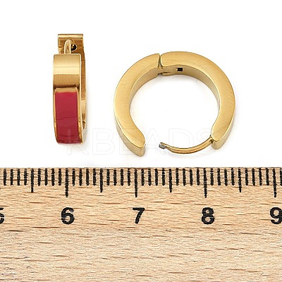 304 Stainless Steel Enamel Hoop Earrings EJEW-K268-19G-01-1