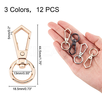 12Pcs 3 Colors Zinc Alloy Swivel Clasps PALLOY-CA0001-87-1