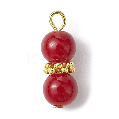 Baking Paint Glass Round Beaded Pendant PALLOY-JF02270-01-1