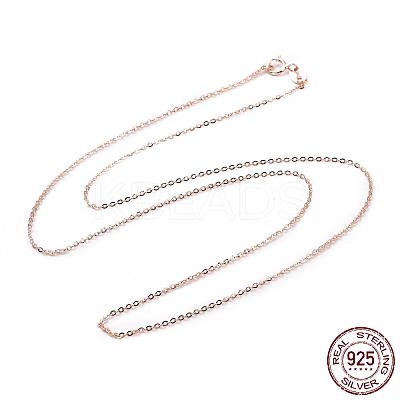 925 Sterling Silver Cable Chains Necklace for Women STER-I021-08B-RG-1