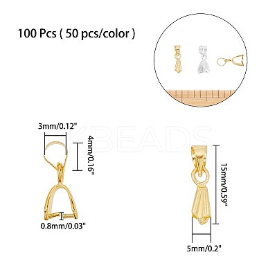 Brass Ice Pick Pinch Bails KK-AR0001-49-1