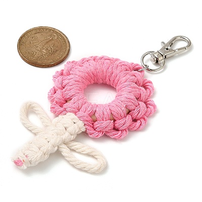Flowers Woven Cotton Thread Pendant Decorations HJEW-JM02452-04-1