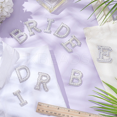 Rhinestone with Plastic Pearl Cloth Embroidery Sew on Appliques PATC-WH0008-142E-1