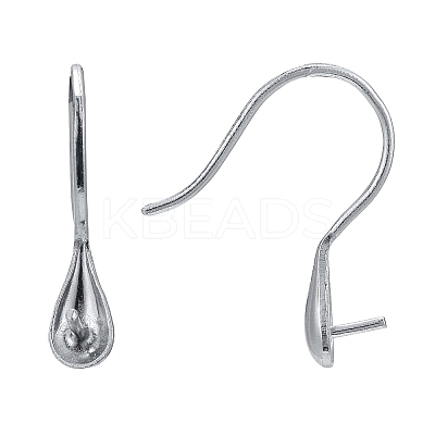 Anti-Tarnish Rhodium Plated 925 Sterling Silver Earring Hooks STER-E041-14P-1