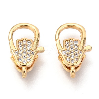 Brass Micro Pave Cubic Zirconia Lobster Claw Clasps ZIRC-O038-24G-1