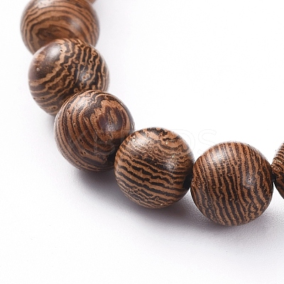 Unisex Wood Beads Stretch Bracelets BJEW-JB04957-1